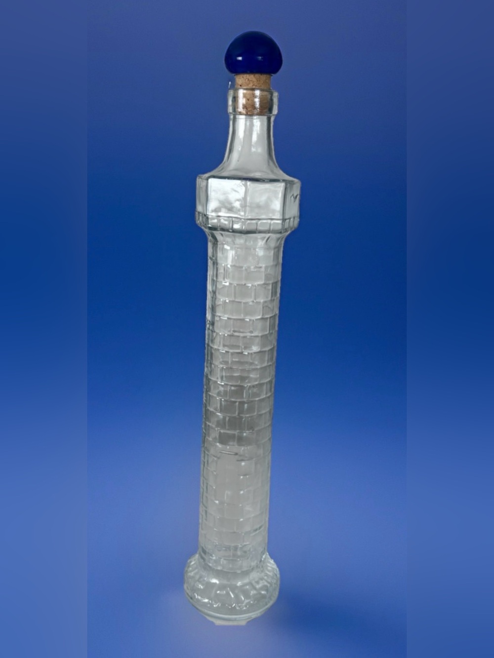 Vintage Mod Dep lighthouse Clear Glass Bottles 13” Tall.